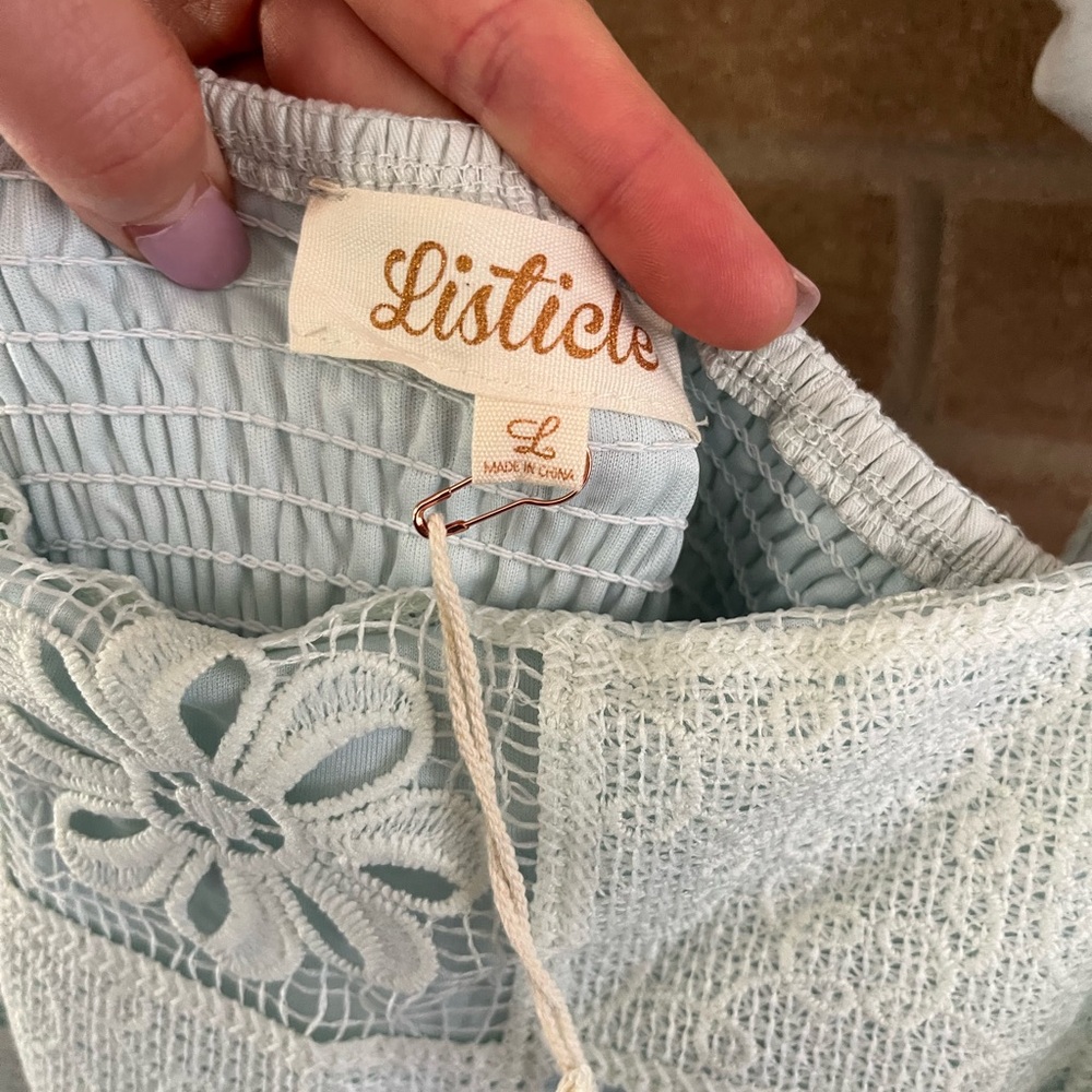 Listicle Mint Green Floral Eyelet Maxi Dress - Picture 5 of 7